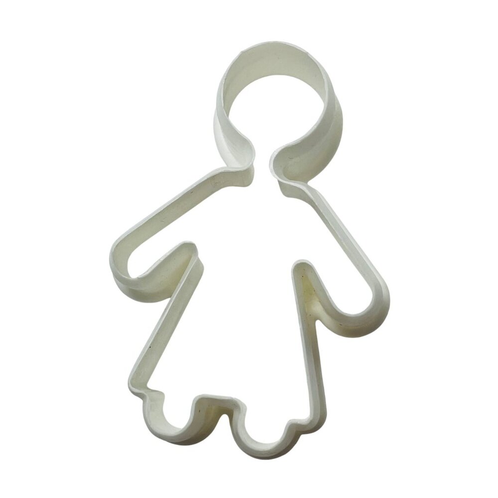 Vintage White Gingerbread Man Girl Cookie Cutter Plastic Baking Tool Crafts